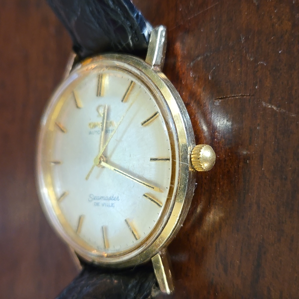 1962 Initial Release Omega Seamaster DeVille 18K Sol. Gold 24 Jewel+2 Croc Bands - Picture 3 of 10